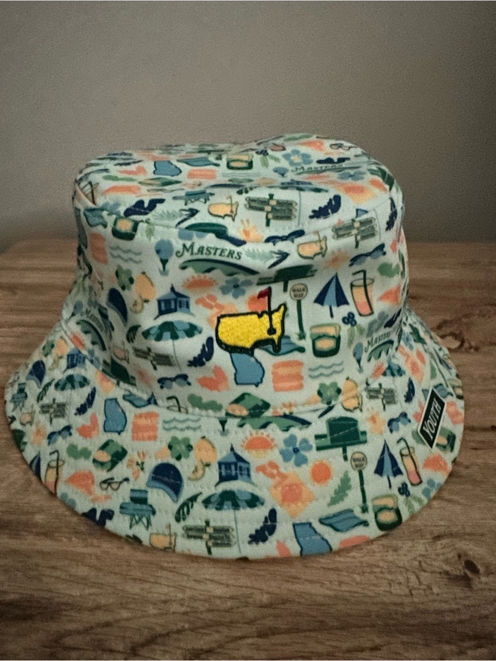 NWT! Official “Masters” Kids Bucket Hat with Yellow Logo and Multicolor Icons